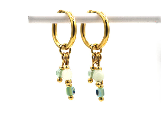 Earrings Fira amazonite and aventurine, silver or gold stainless steel